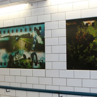 The installed panels in the retiled underpass